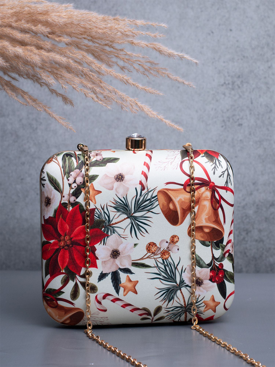 ARTKLIM Christmas Bells Printed Box Clutch