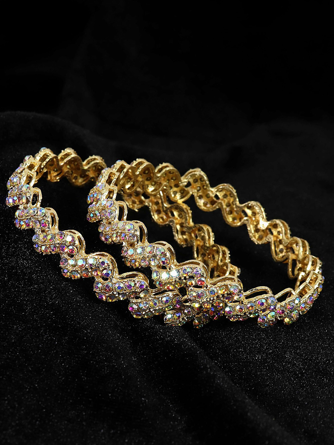 ZULKA Set Of 2 Alloy Metal Zig-Zag Kada Bangles