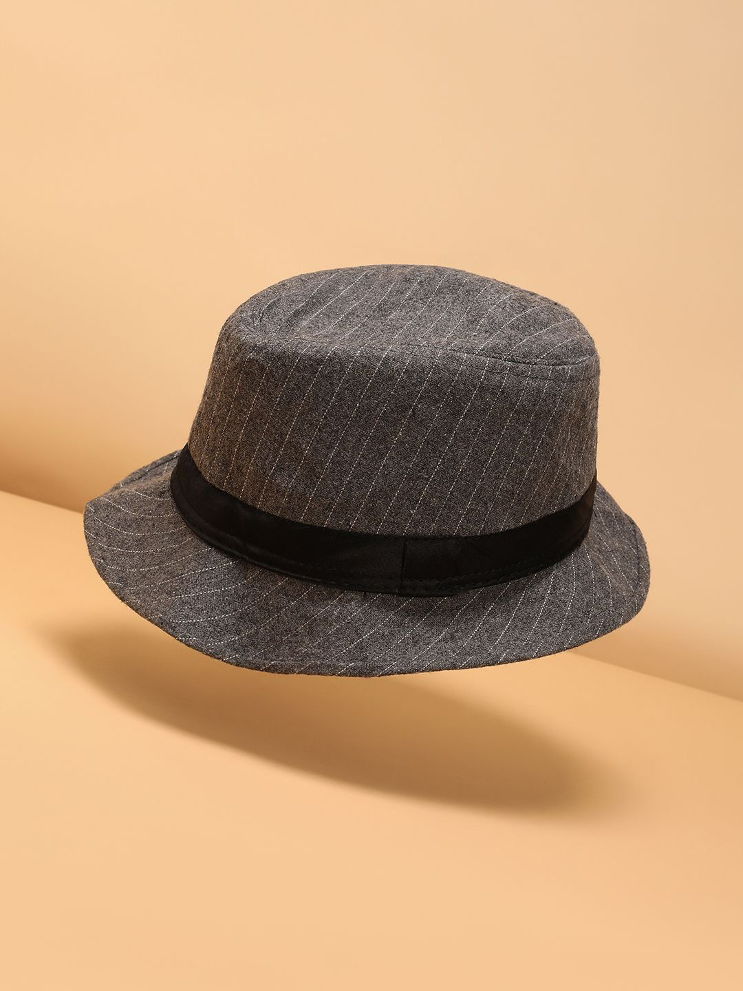 HAUTE SAUCE  Women Grey Striped Fedora Hat
