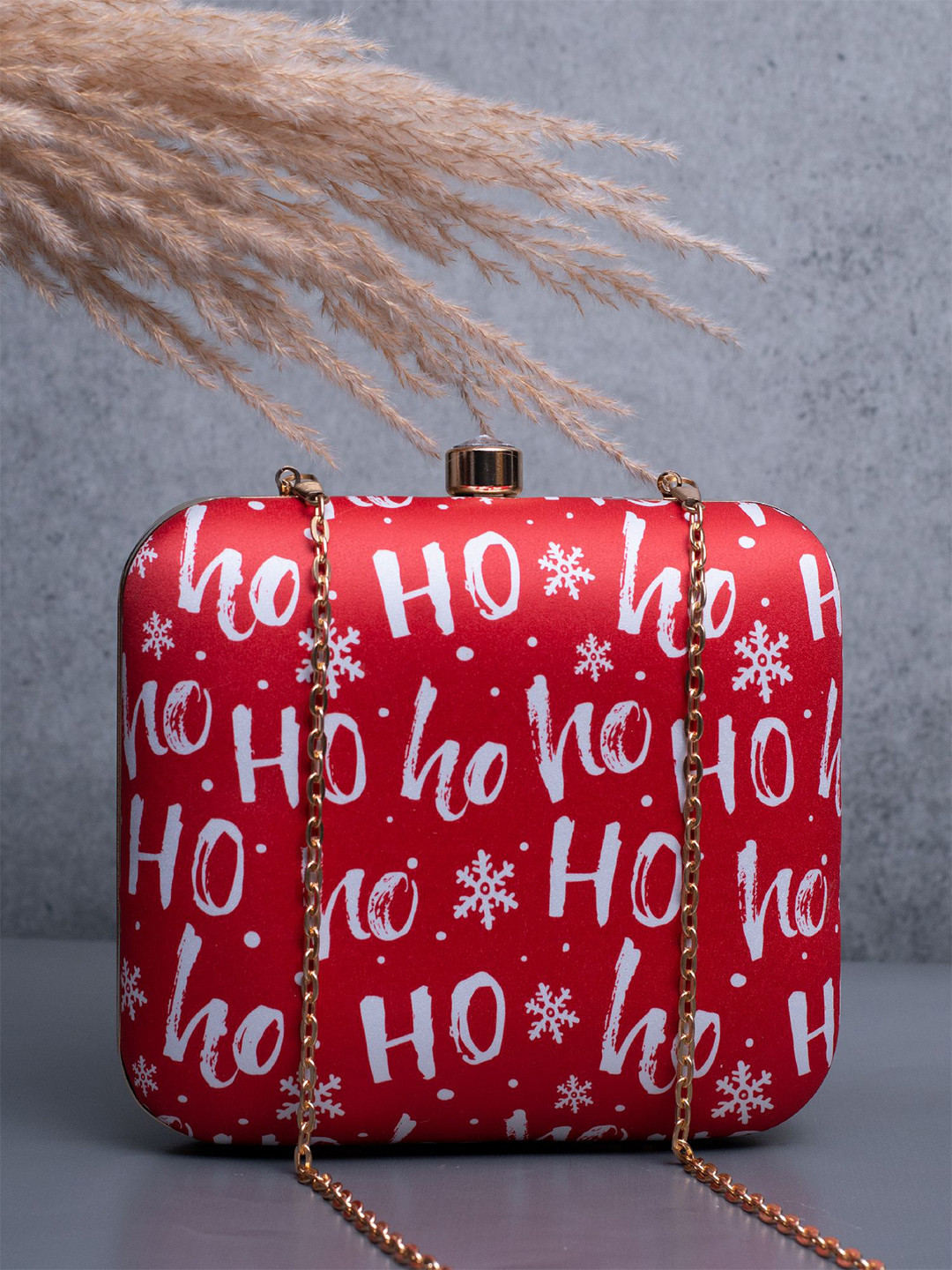 ARTKLIM Christmas hohoho Printed Box Clutch