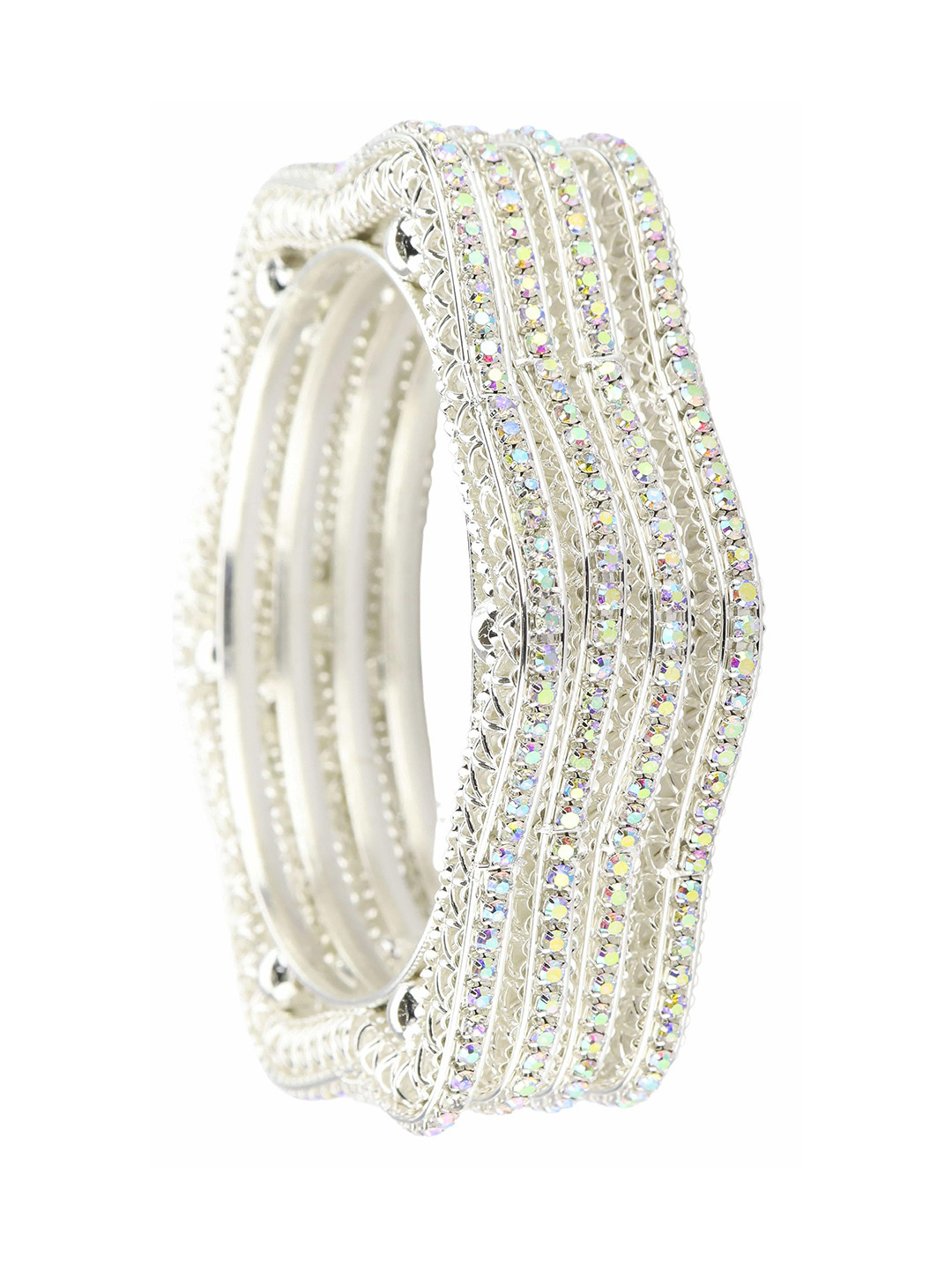 ZULKA Set of 4 Alloy Base Star Design Metal Bangles