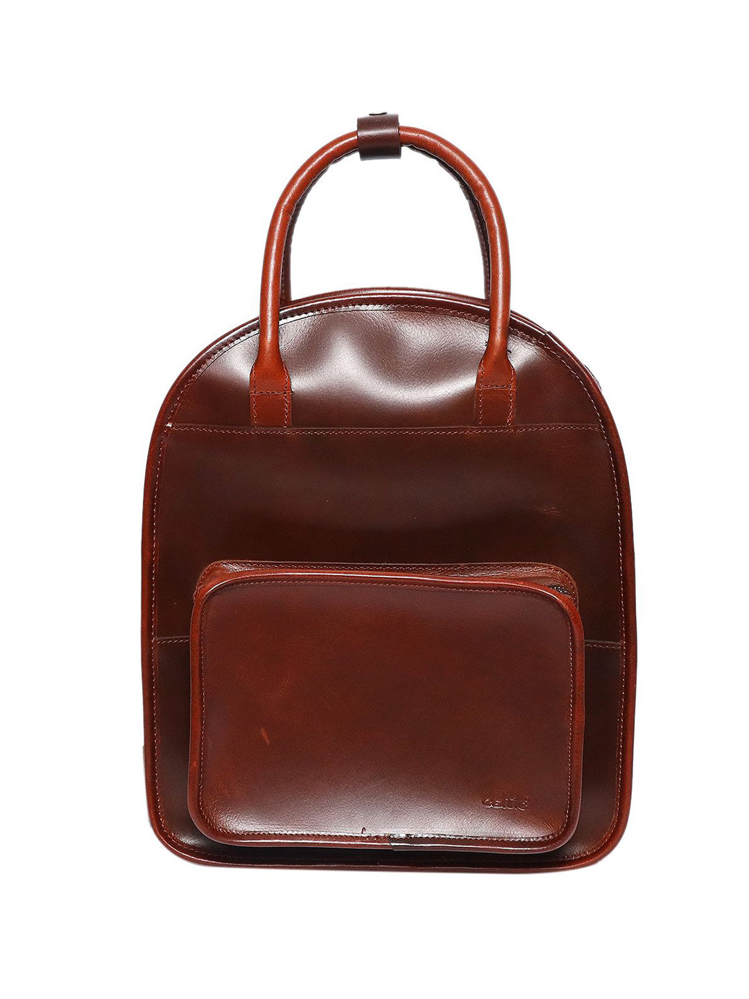 Celtic Unisex Brown Leather YokeStyle Backpack Classic Zip Closure Design