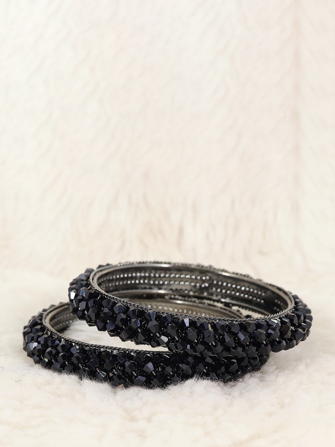 ZULKA Set of 2 Alloy Base Artificial Pearls Studded Bangles