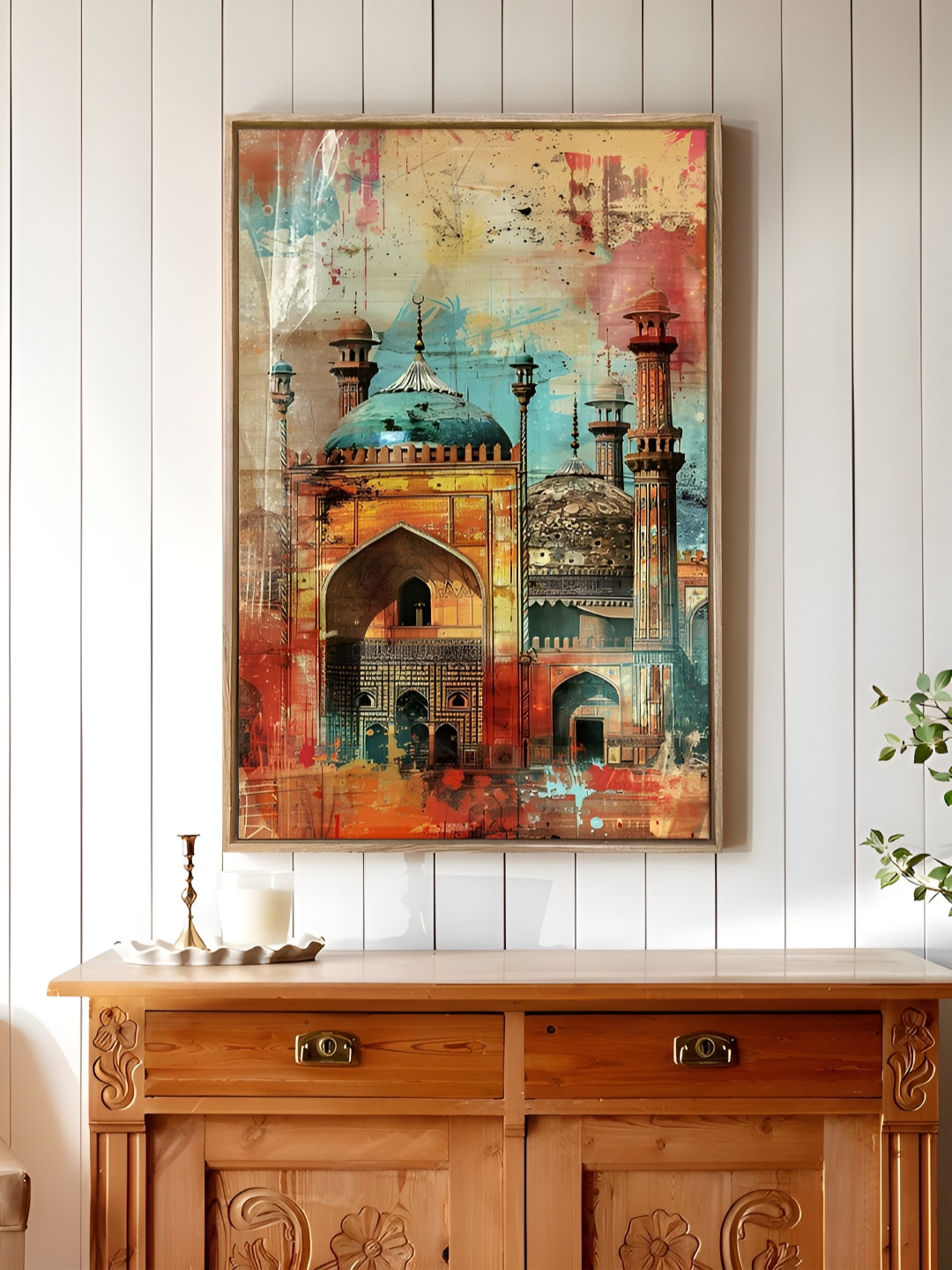 Art Street Beige & Red Indian Mugal Canvas Wall Art