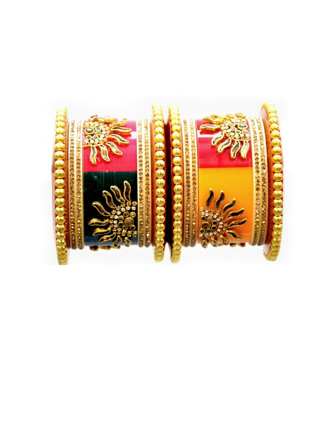 Align Set Of 2 Gold-Plated AD Stone Studded Chuda Bangles