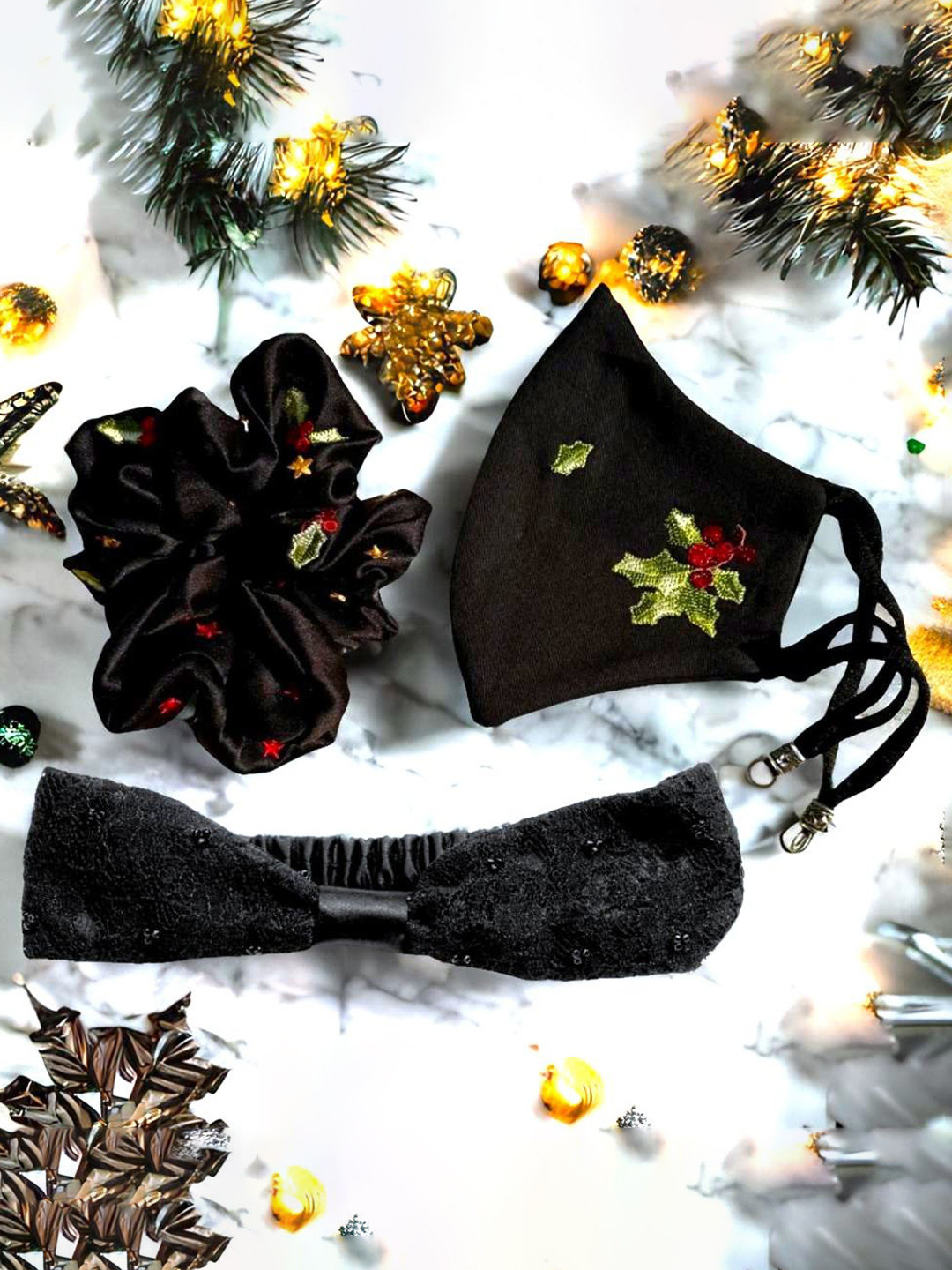 MASQ Set Of 3 Headband with Scrunchie and Face mask