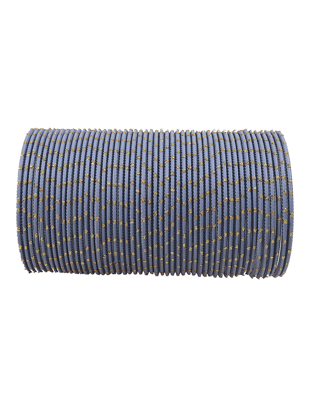 ZULKA Set of 48 Alloy Base Plain Metal With Polka Dots Bangles