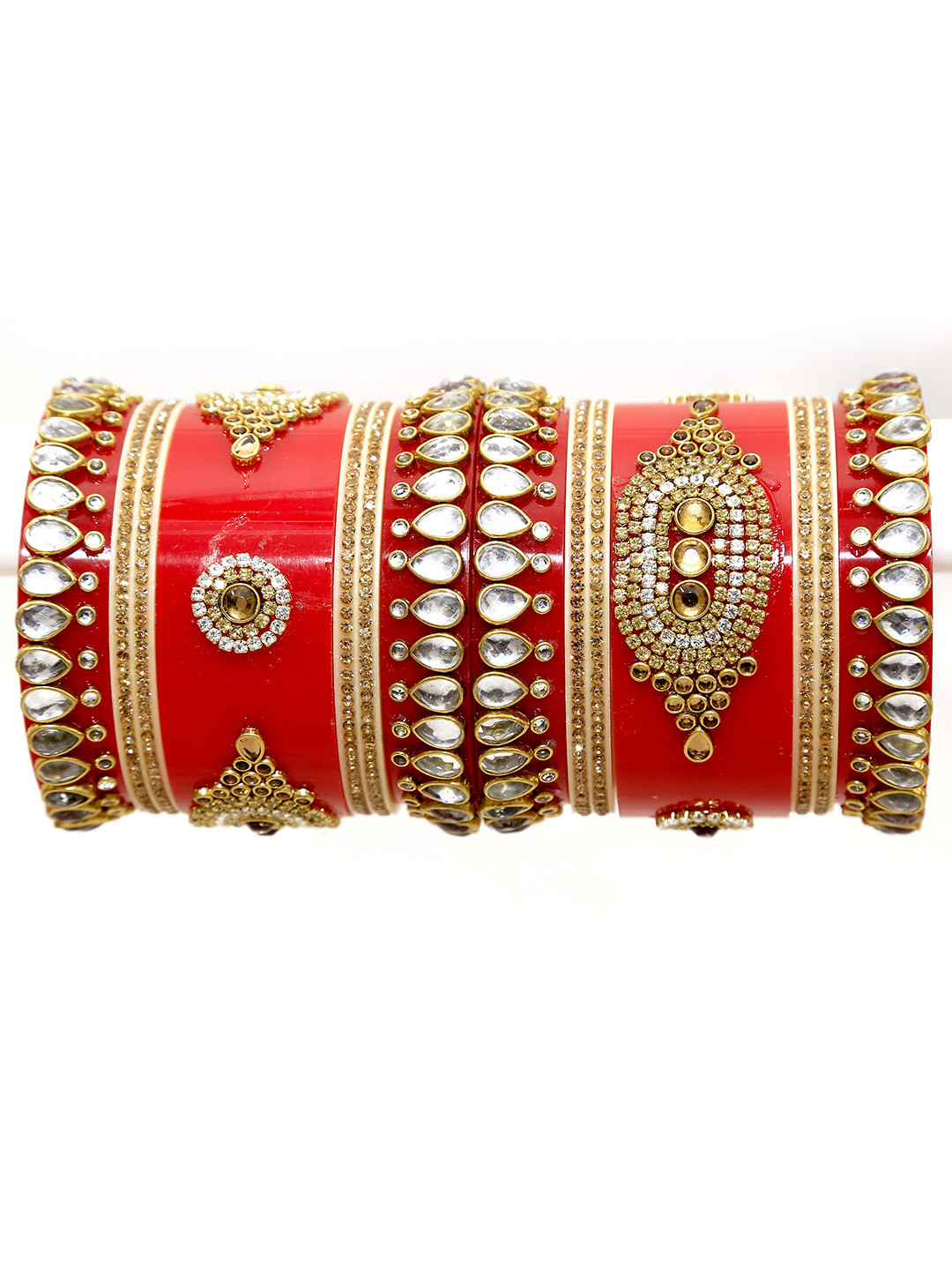 Align Set Of 2 Gold-Plated American Diamond-Studded Chudas Bangles