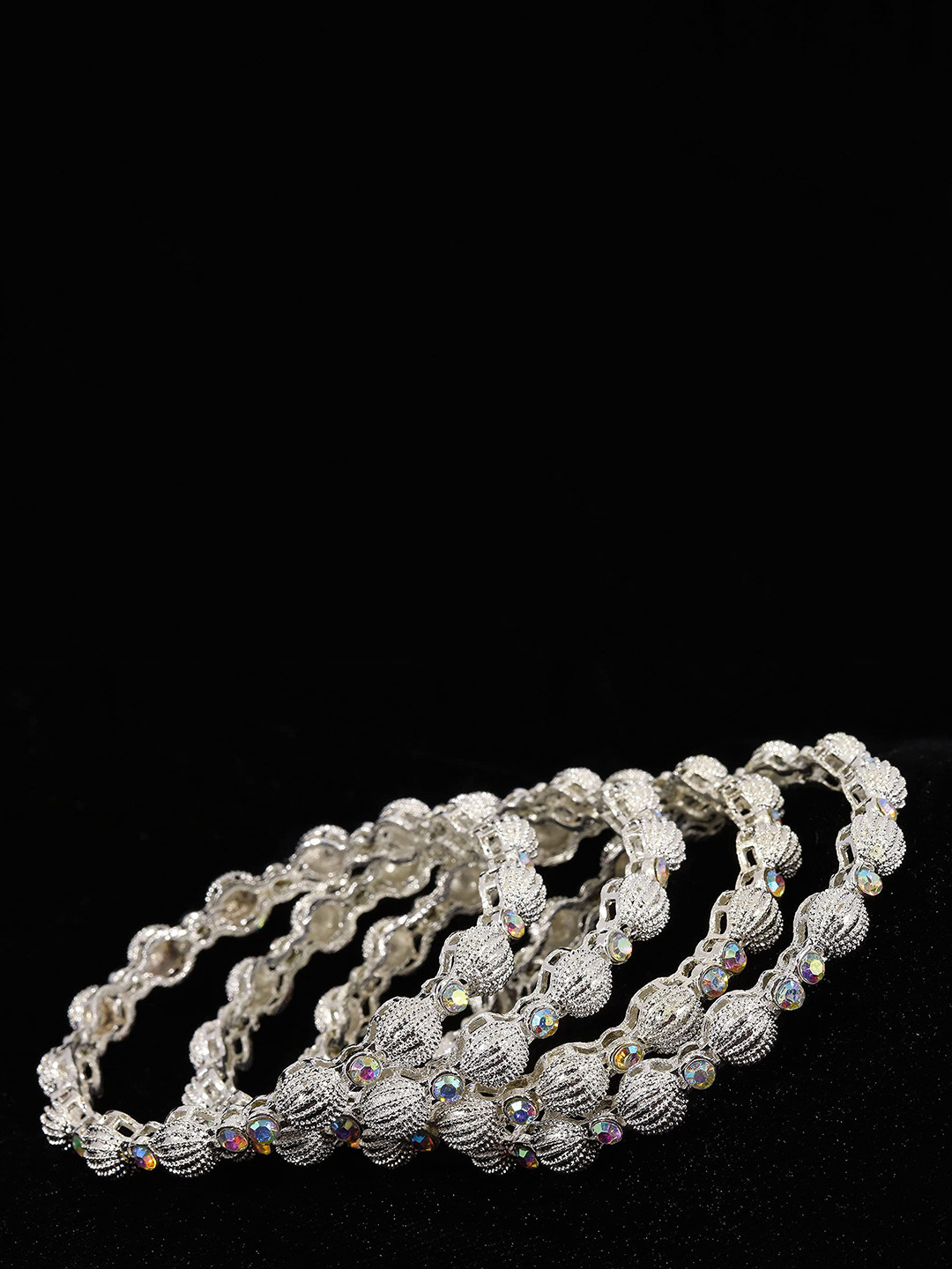 ZULKA Set of 4 Metal with Zircon Gemstone Kada Bangles