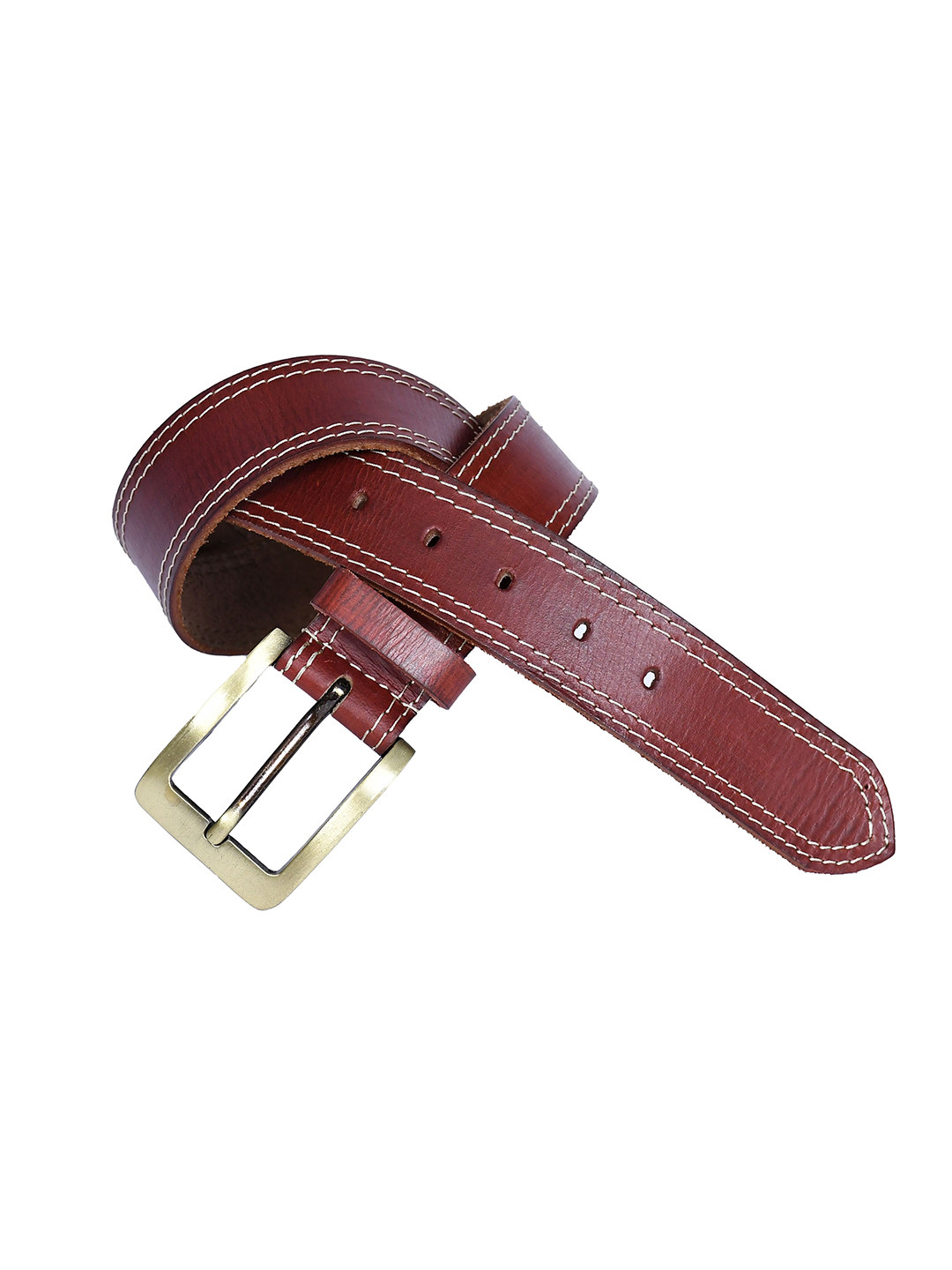 Celtic Unisex Red Solid Leather Formal Belt Classic Tang Closure