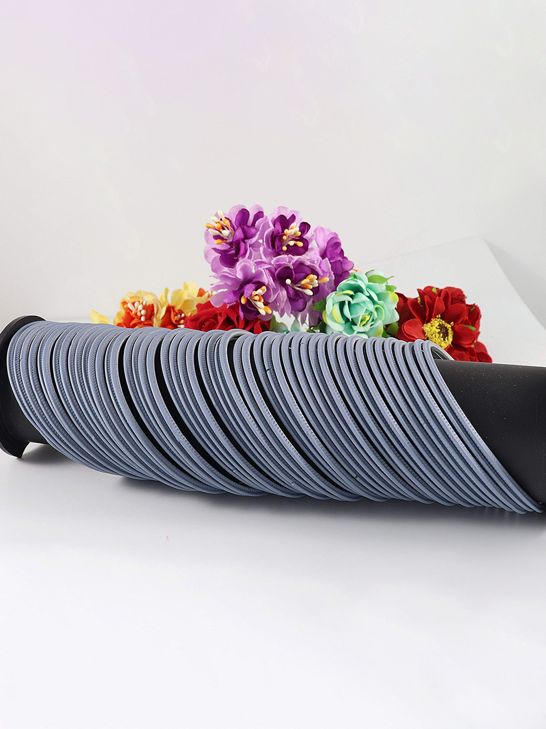 ZULKA Set of 48 Simple Matte Finish Plain Metal Bangles