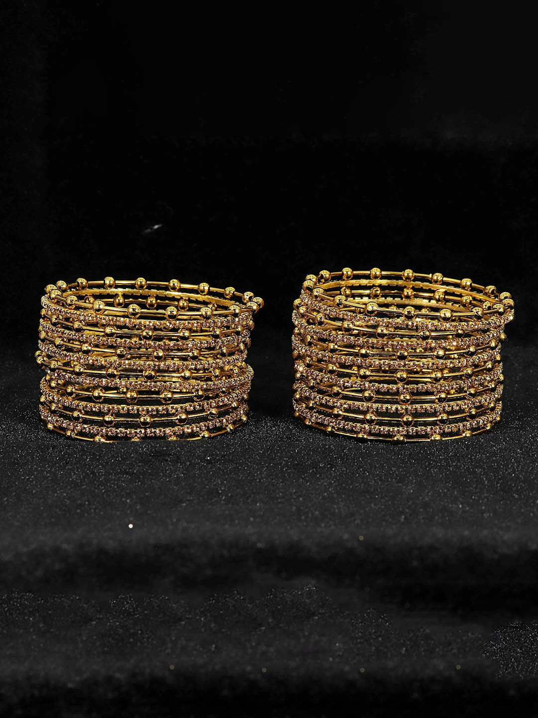 ZULKA Set of 26 Stylish Metal with Zircon Stone & Balls Design Bangles