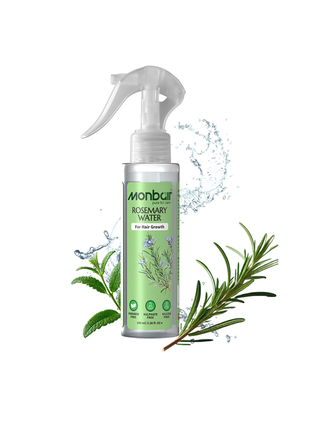MONBAIR Rosemary Water Hair Spray for Healthy Hair Growth & Thicker Hair - 100 ml