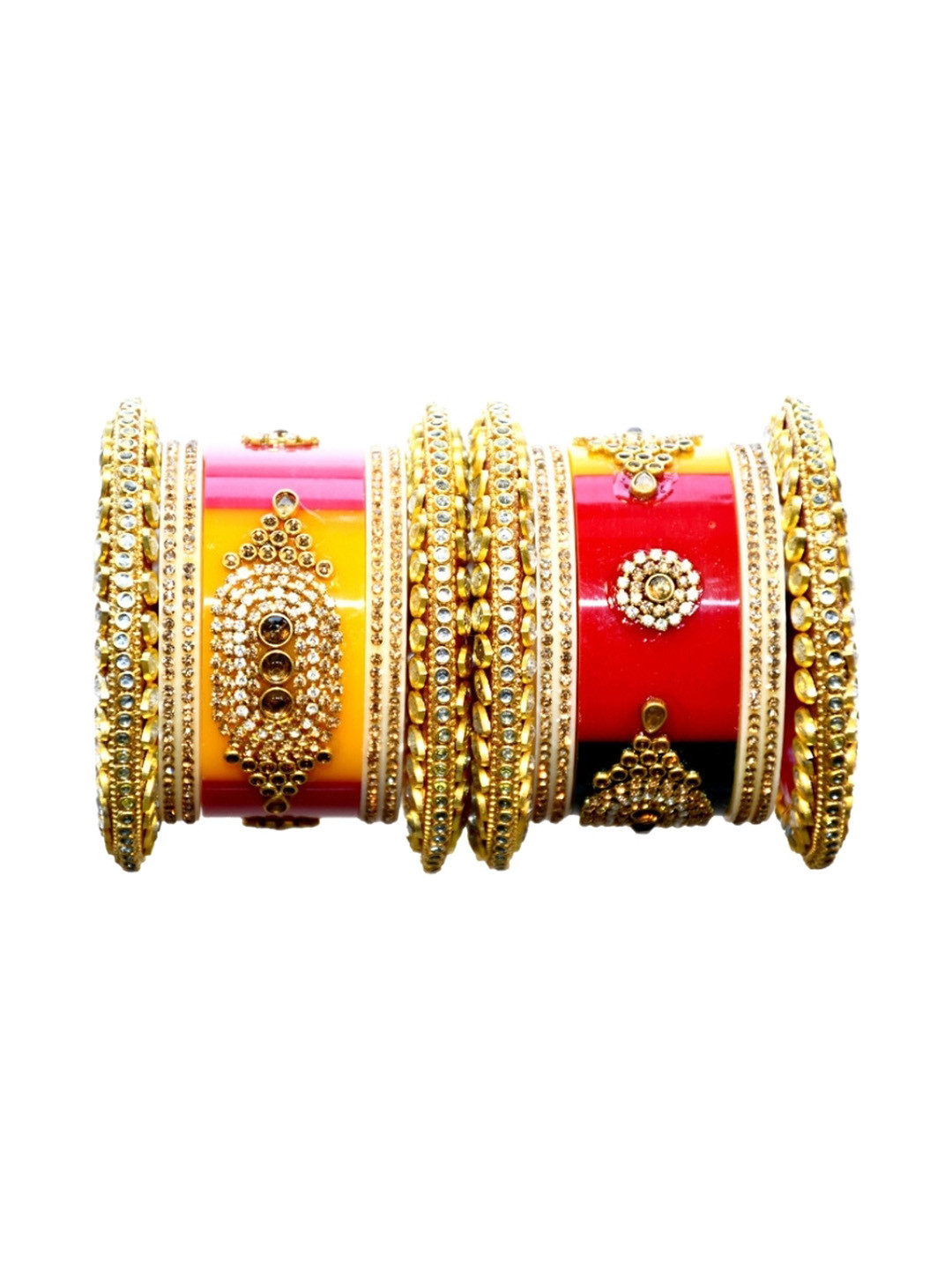 Align Set Of 2 Gold-Plated American Diamond-Studded Chudas Bangles