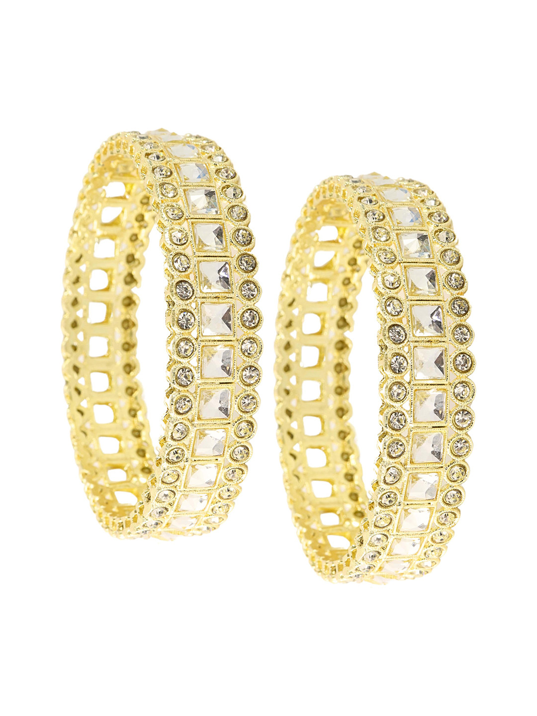 ZULKA Set Of 2 Gold-Plated Zircon Diamond Sudded Bangles
