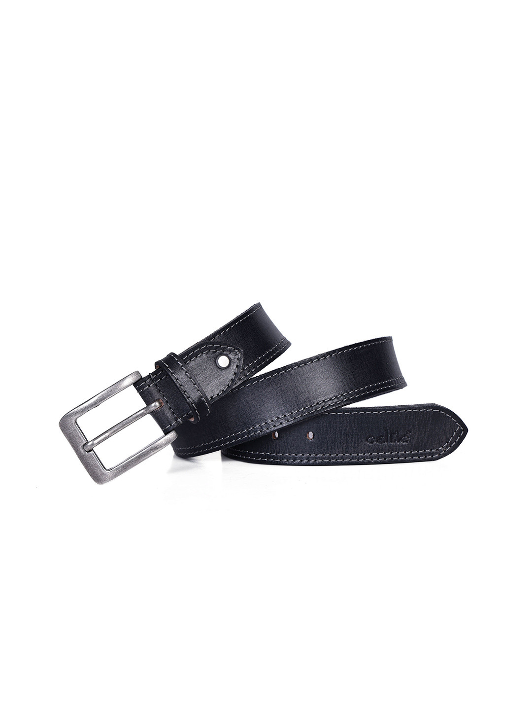 Celtic Unisex Grey Solid Genuine Leather Belt with Tang Buckle Classic Everyday Wear