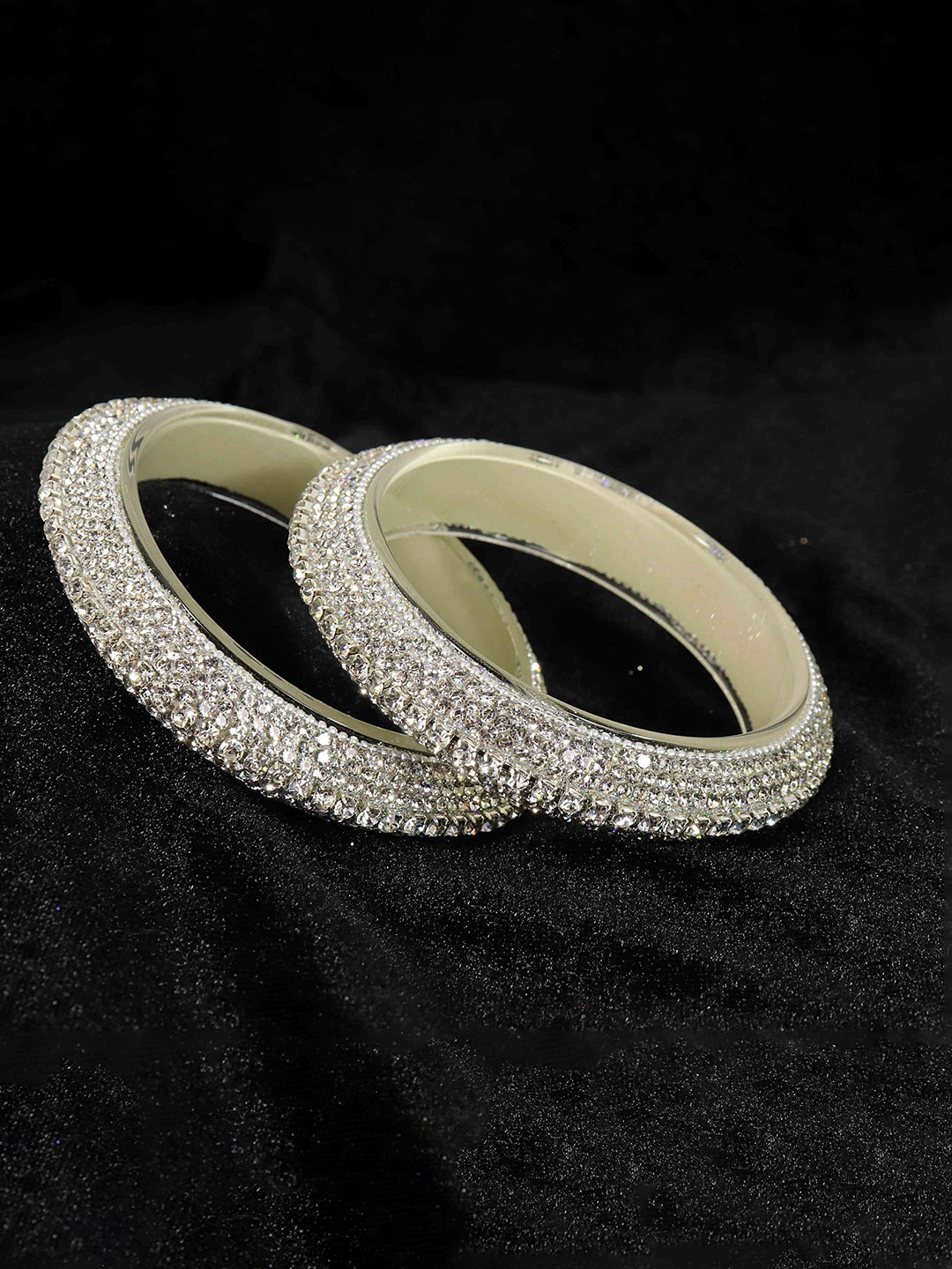 ZULKA Set of 2 Fancy Zircon Gemstone Studded Trendy Stylish Glass Bangles