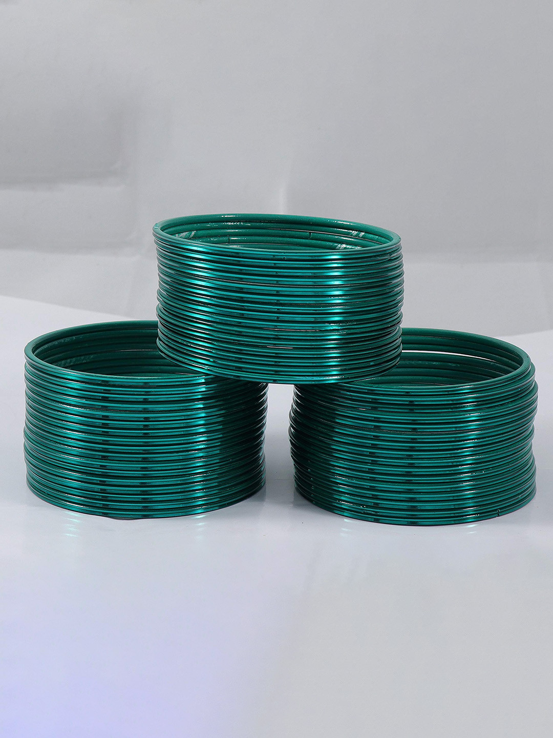 ZULKA Set of 48 Alloy Base Plain Glossy Finished Metal Bangles
