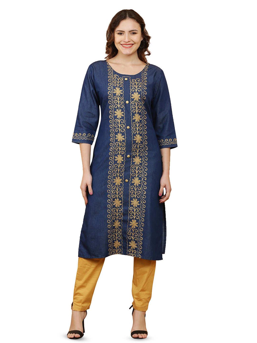 Sellingsea Women Floral Embroidered Calf Length Kurtas