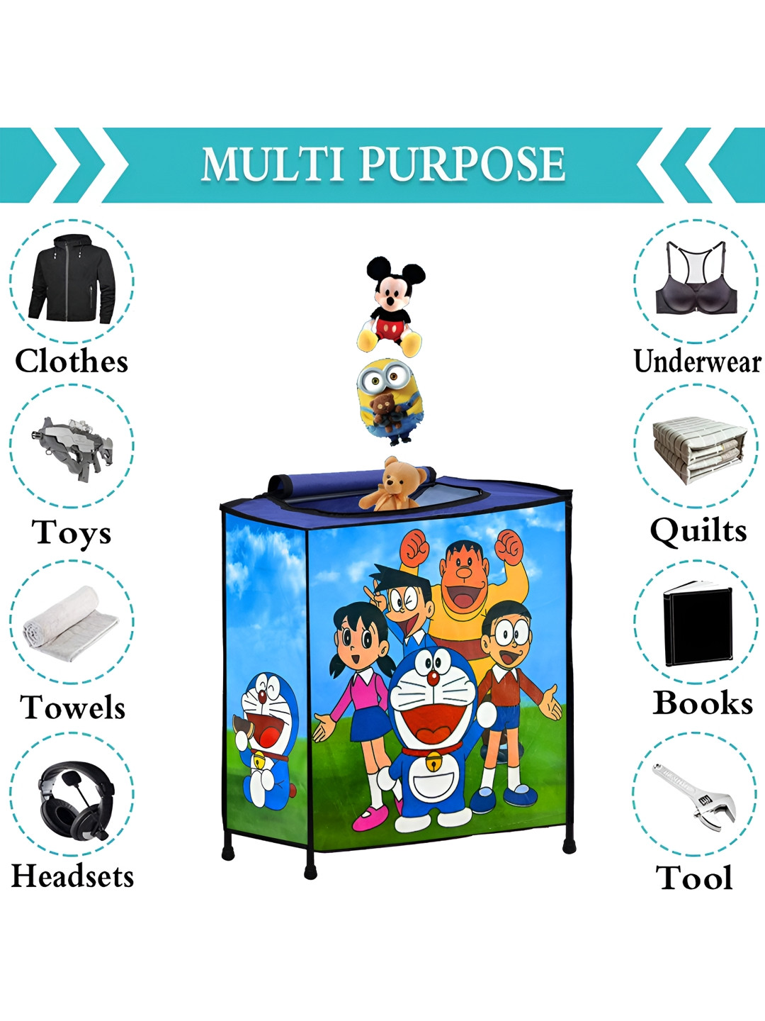 Rmerchants Blue Doraemon Printed Water Resistant Multi-Utility Organiser