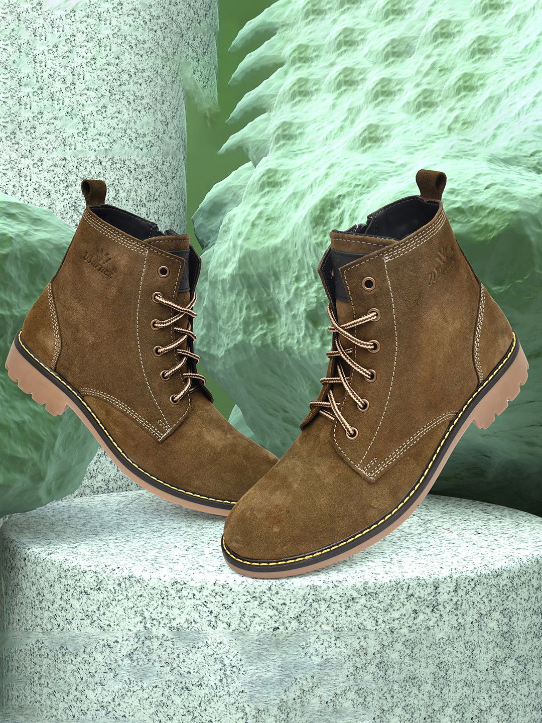 Warnex Men Lace - Ups Casual Block-Heeled Chelsea Boots