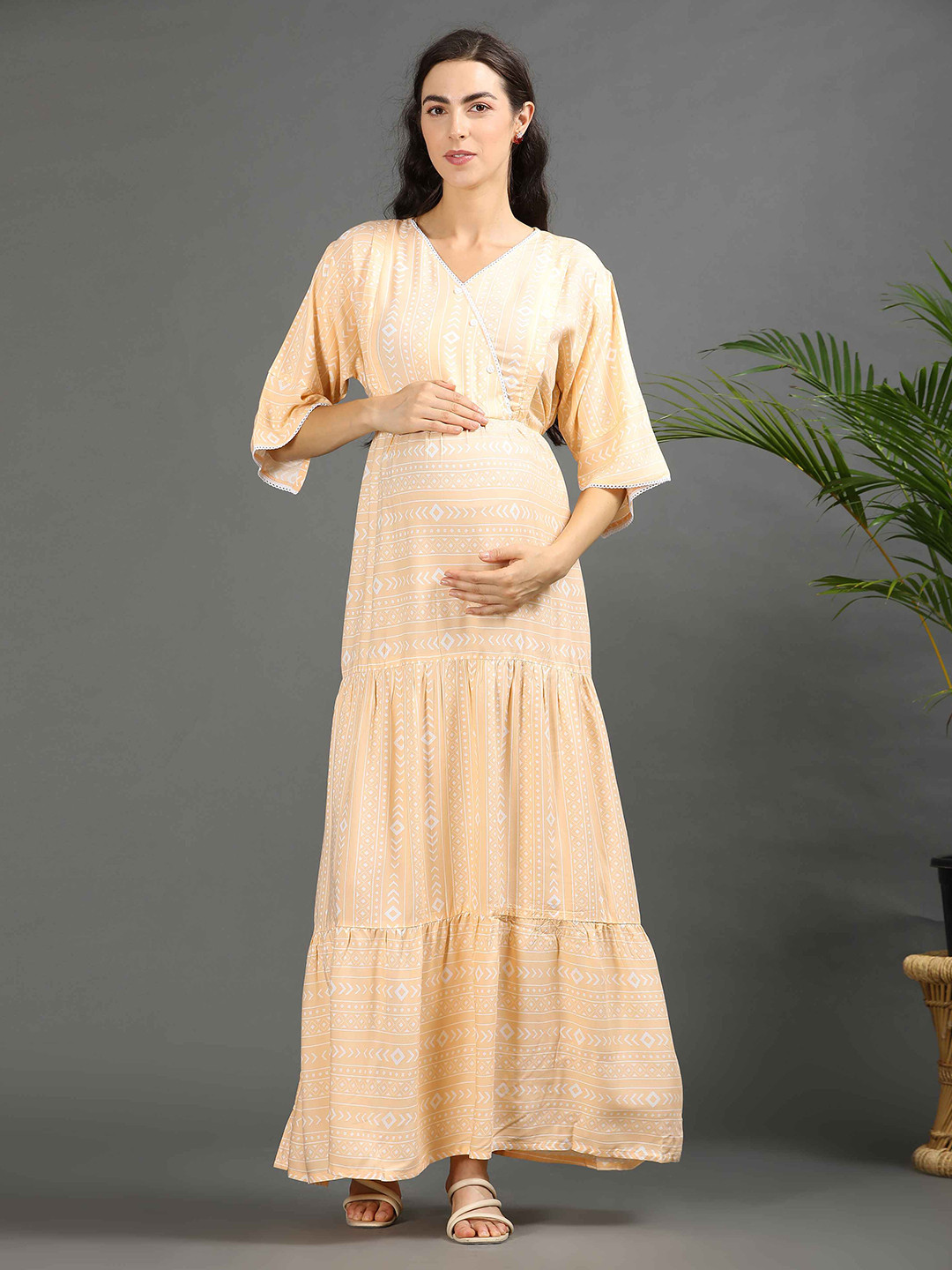 GOLDSTROMS Women Printed Maternity Long Ethnic Dress