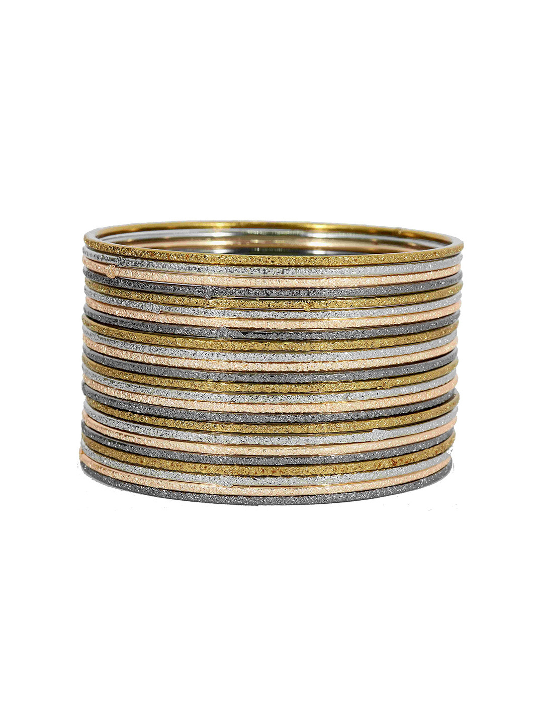 ZULKA Set Of 24 Metal Base & Textured Finished Bangles
