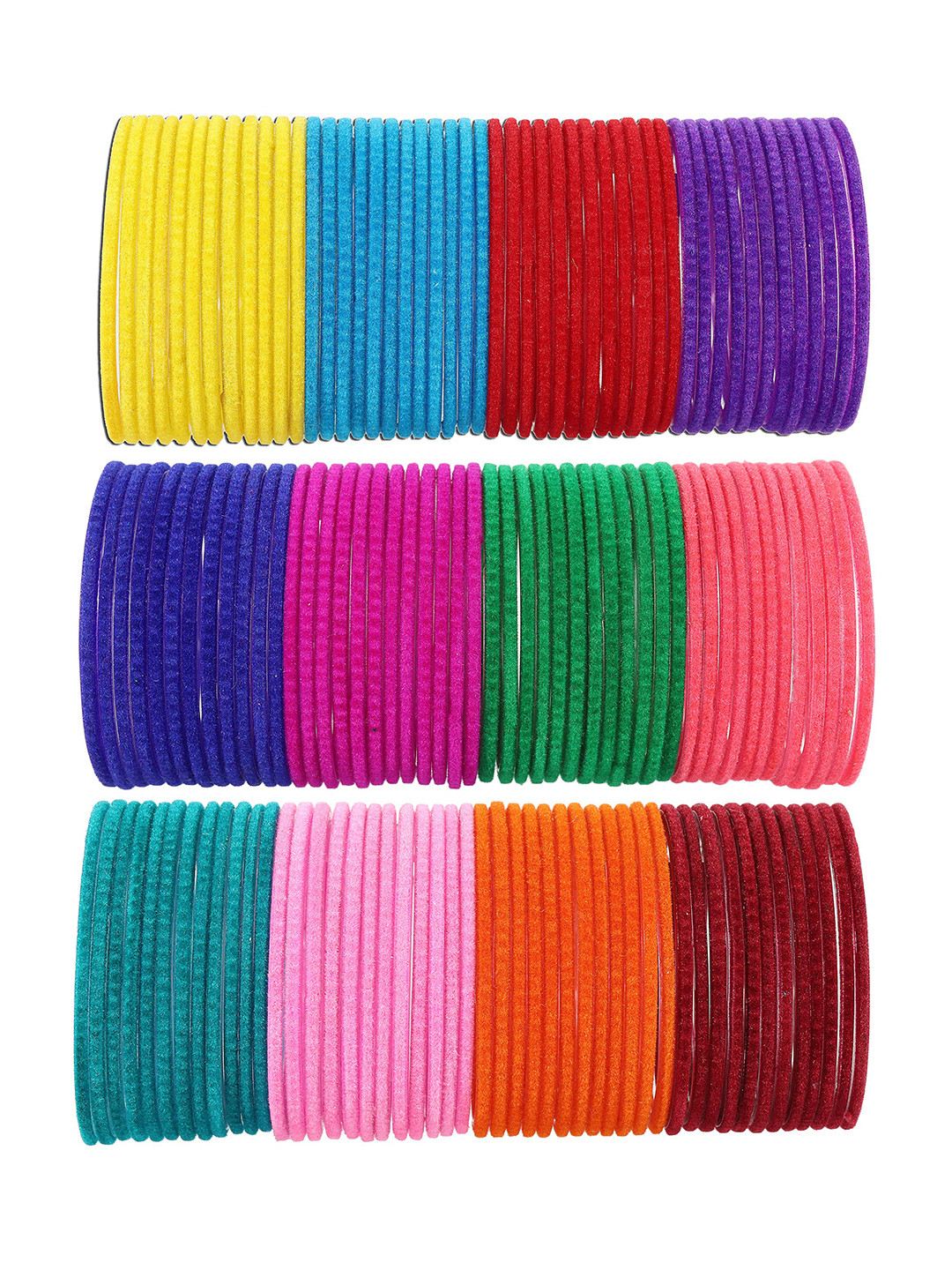 ZULKA Set of 144 12 Colour Glass Velvet Bangles  |