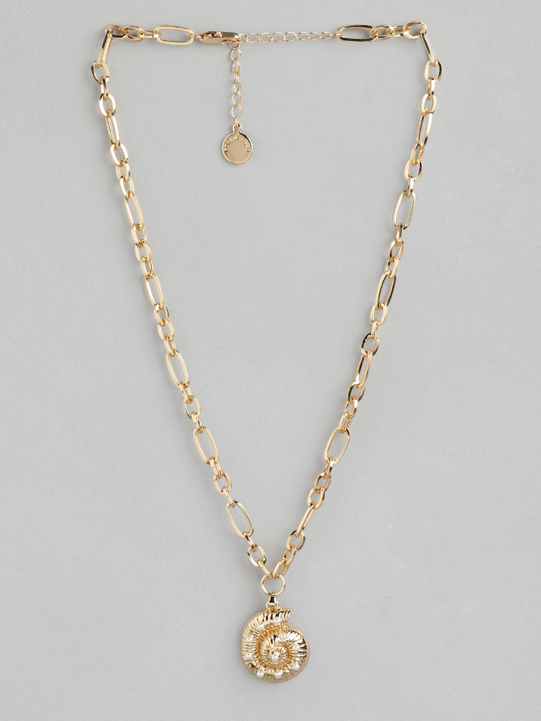 Forever New Gold-Plated Pearl Studded Link Chains Necklace