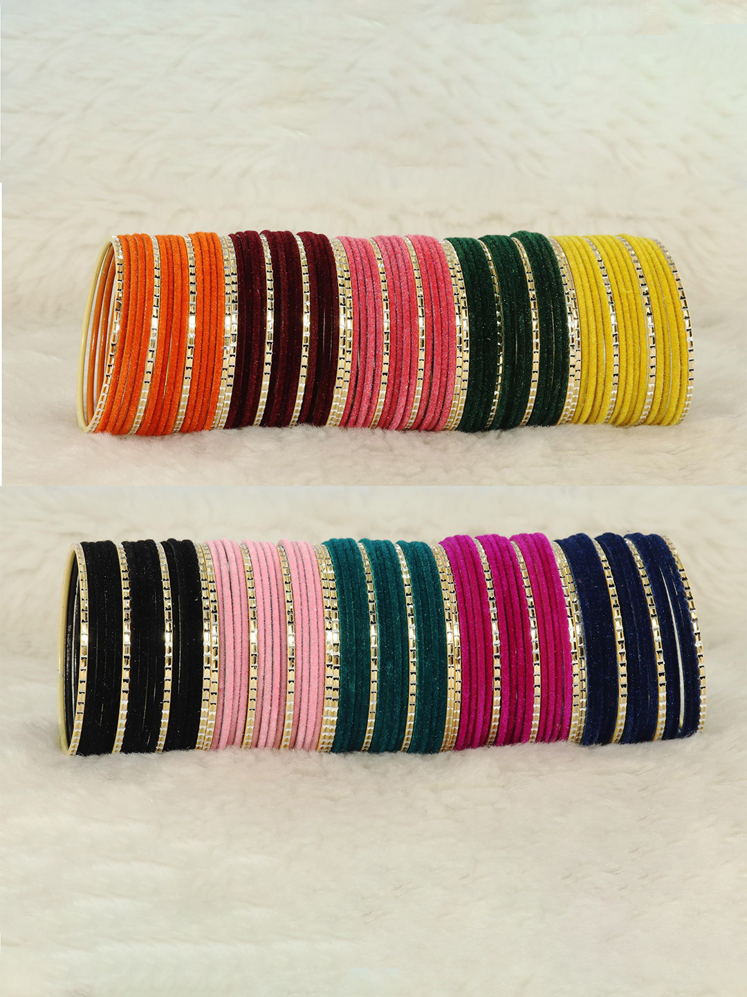 ZULKA Set OF 160 Non Precious Metal and Base Metal Velvet Finished Premium Bangle