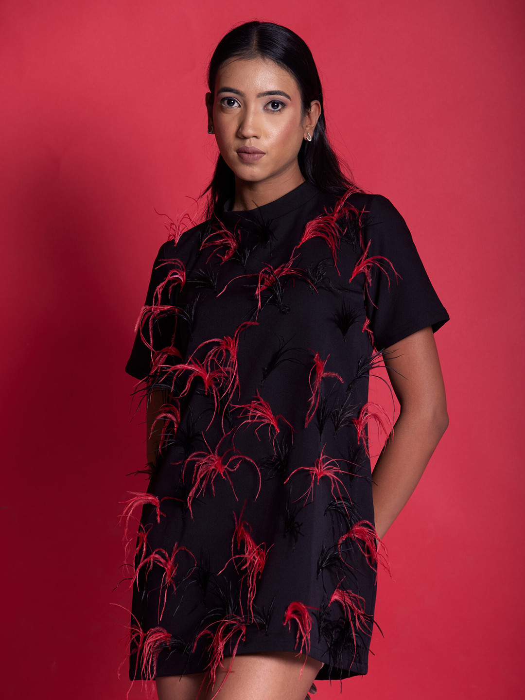 THEFIGUREOUT Women Floral Printed A-Line Mini Dress