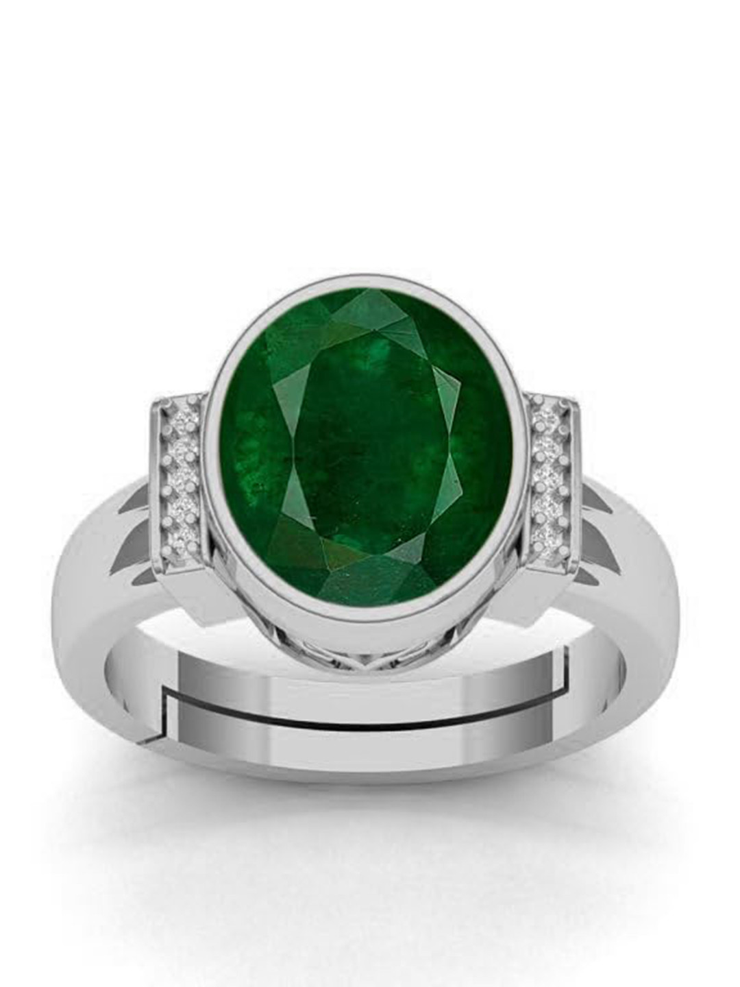 LMDPRAJAPATIS Unisex 9.25 Ratti 8.50 Carat Emerald Birthstone Silver Adjustable Ring For Men And Women