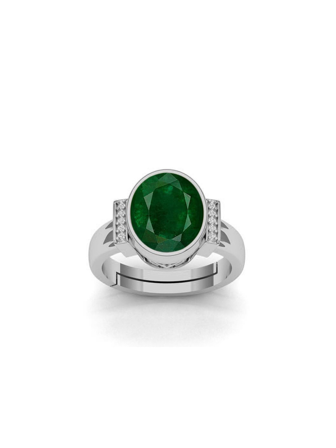 LMDPRAJAPATIS Unisex 10.25 Ratti 9.50 Carat Emerald Birthstone Silver Adjustable Ring For Men And Women
