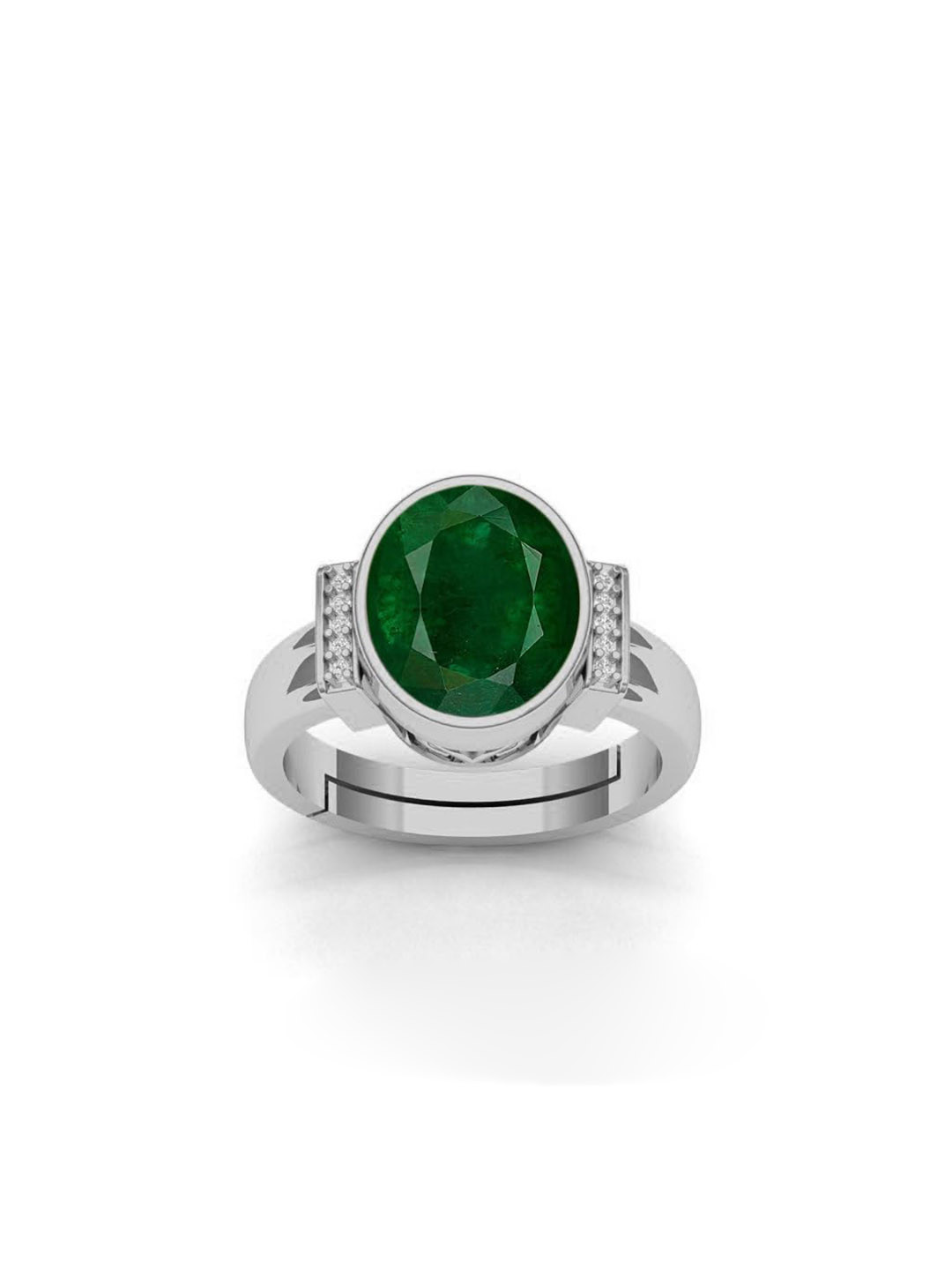 LMDPRAJAPATIS Unisex 8.25 Ratti 7.50 Carat Emerald Birthstone Silver Adjustable Ring For Men And Women