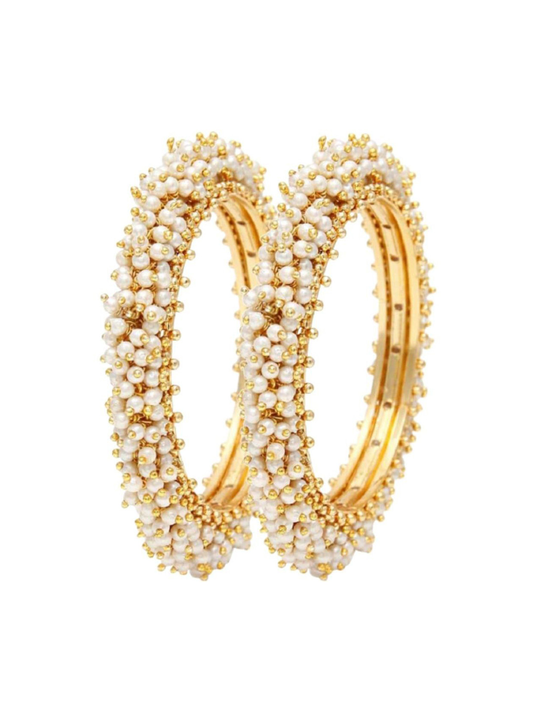 Align Pack Of 2 Gold-Plated Pearls eaded Bangles
