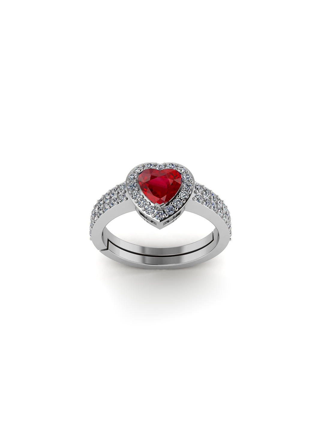 LMDPRAJAPATIS Unisex 4.25 Ratti 3.50 Carat Certified Ruby Manik Gemstone Heart Shape Silver Ring For Women's