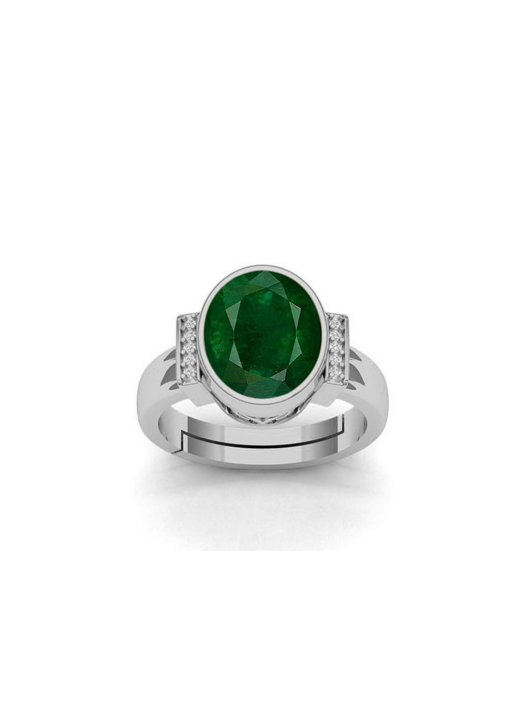 LMDPRAJAPATIS Unisex 12.25 Ratti 11.50 Carat Emerald Birthstone Silver Adjustable Ring For Men And Women
