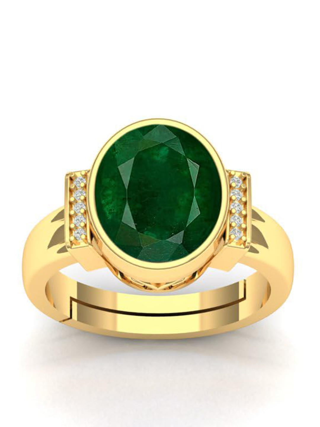 LMDPRAJAPATIS Unisex 7.25 Ratti 6.75 Carat Natural Emerald Zirconia Stone Gold Ring For Women