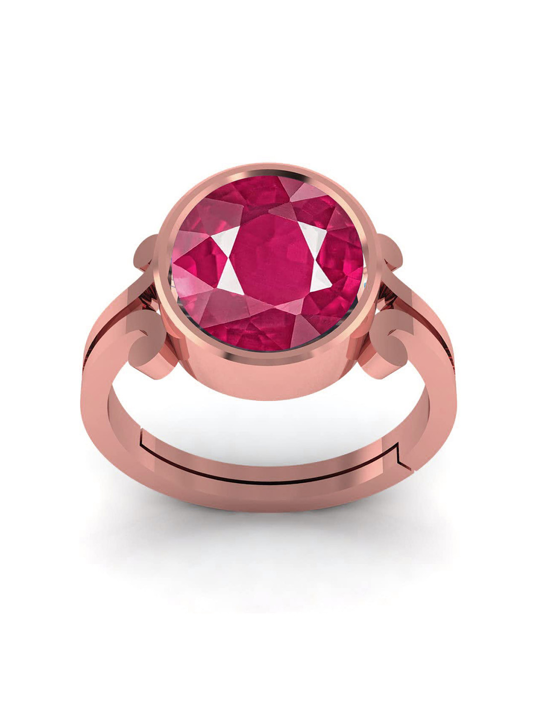 LMDPRAJAPATIS Unisex 5.25 Ratti 4.50 Carat Certified Ruby Manik Gemstone Rose Gold Adjustable Ring For Women