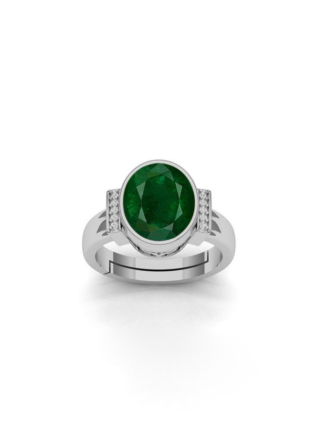 LMDPRAJAPATIS Unisex 4.25 Ratti 3.50 Carat Emerald Birthstone Silver Adjustable Ring For Men And Women