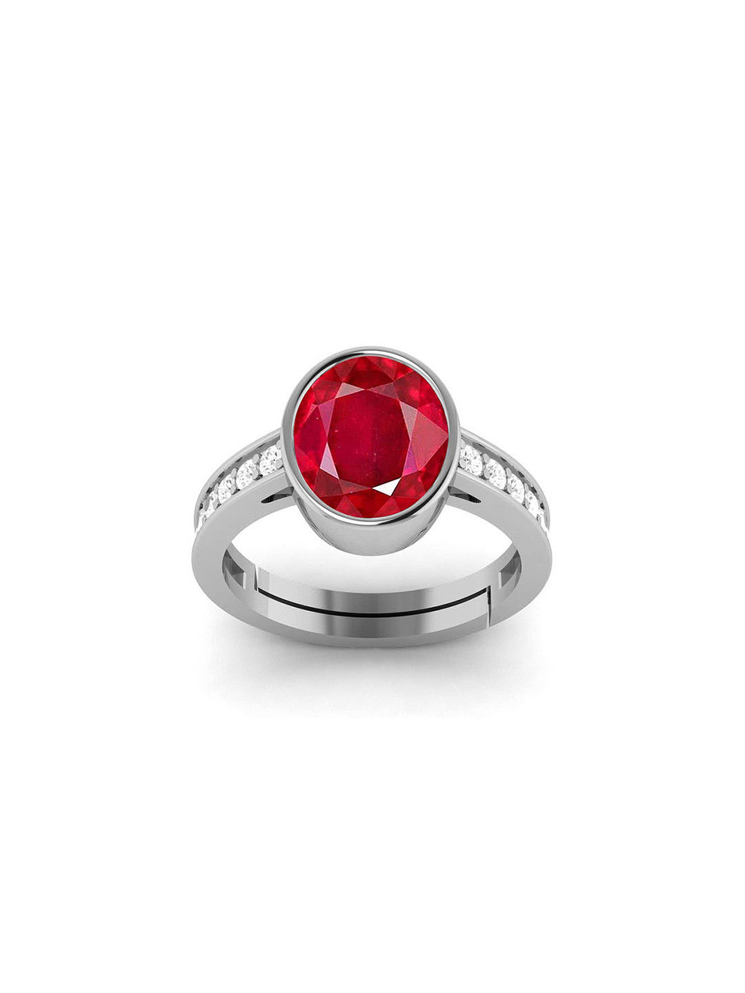 LMDPRAJAPATIS Unisex 2.25 Ratti Oval Shape Natural Ruby Manik Gemstone Silver Plated Ring For Women And Men