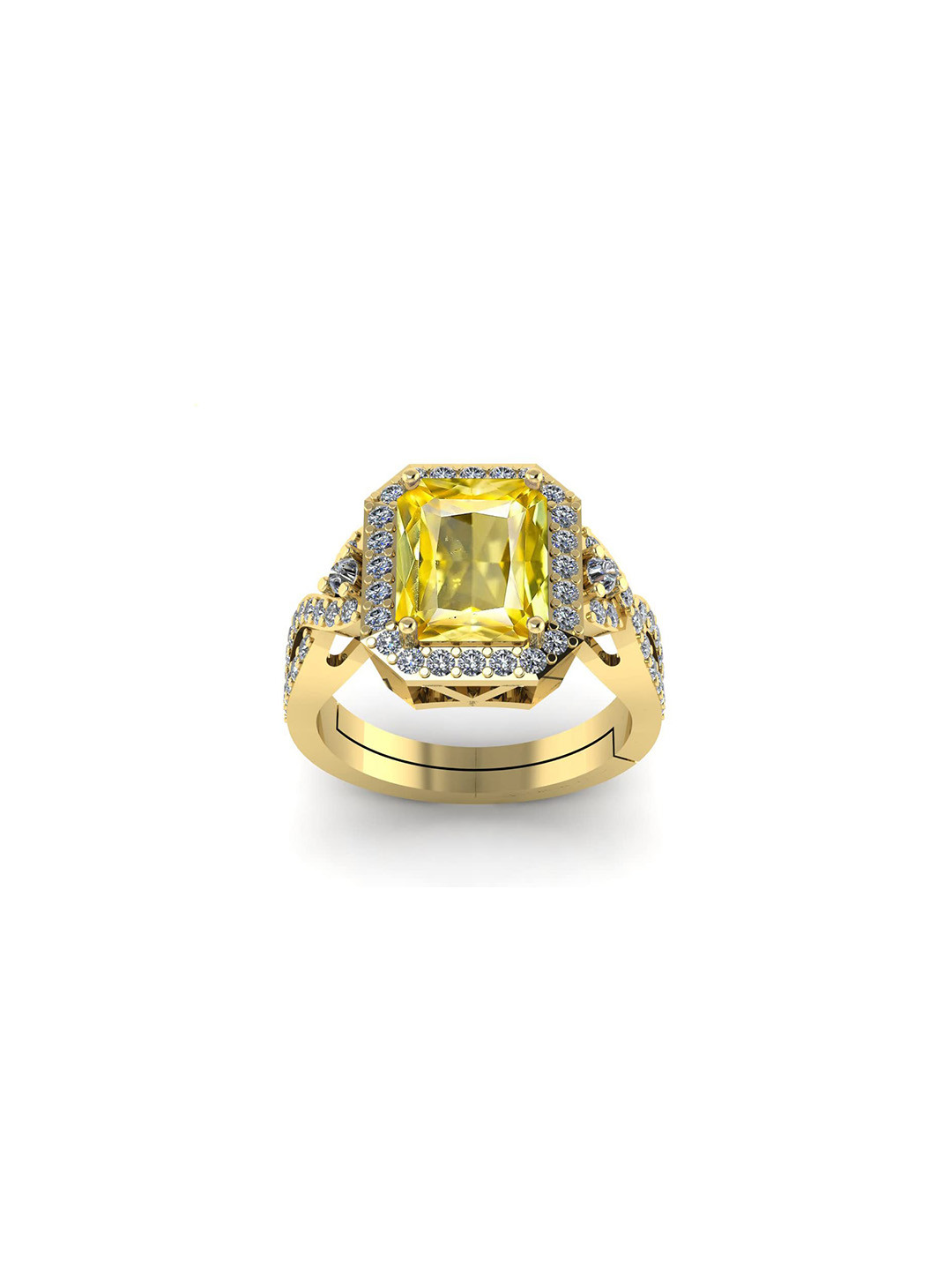 LMDPRAJAPATIS Unisex 7.25 Ratti 6.50 Carat Certified Yellow Sapphire Gemstone Gold Plated Ring For Women's