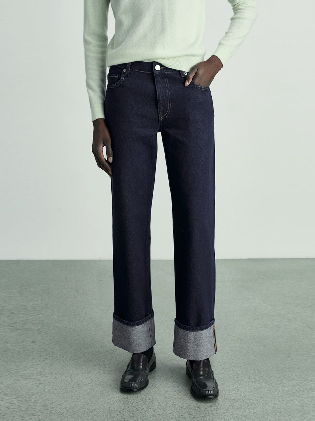 MANGO Women Rinse Wash Straight Fit Pure Cotton Jeans