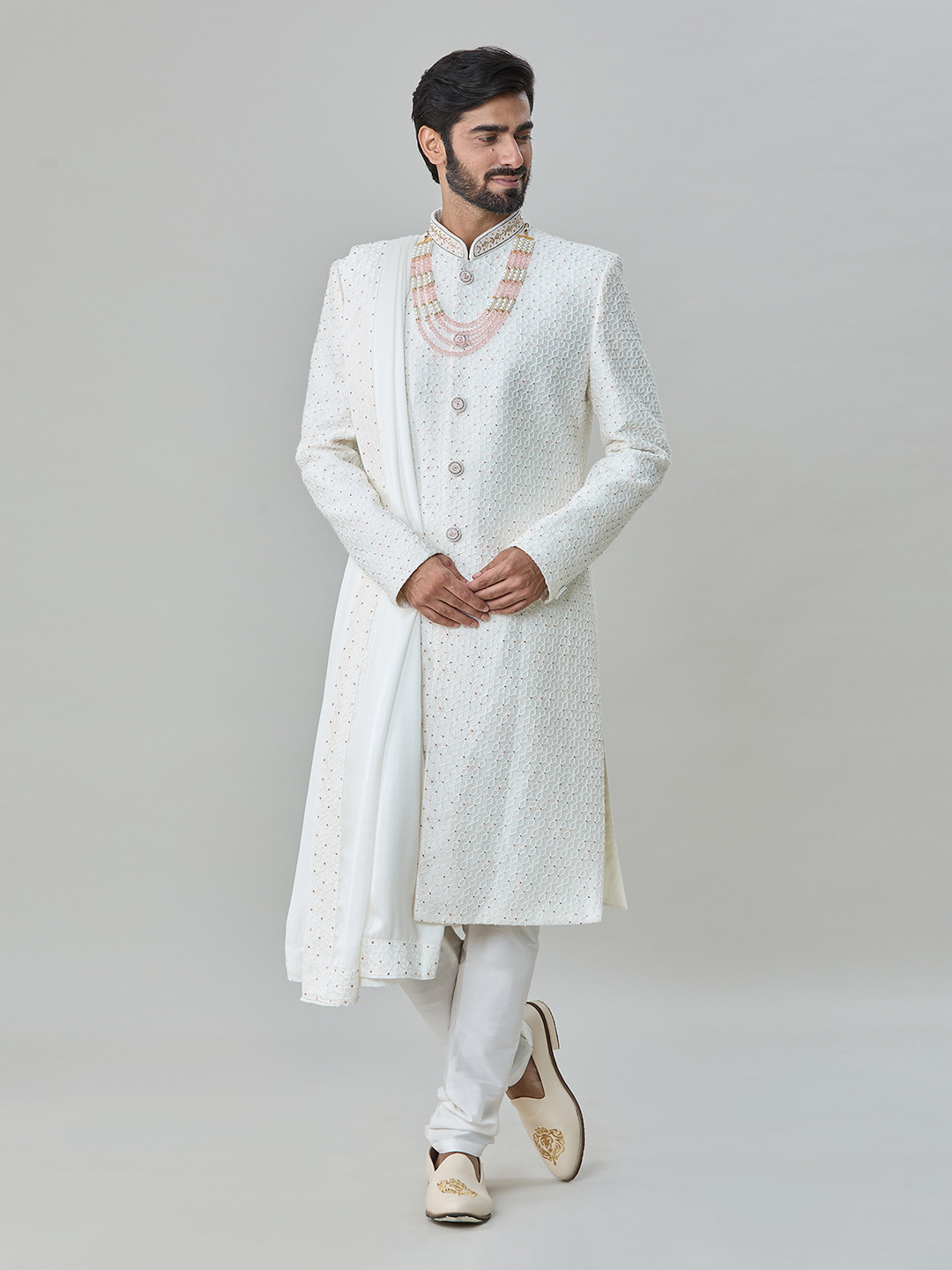Arihant Rai Sinha Men Floral Embroidered Sherwani Churidar Set