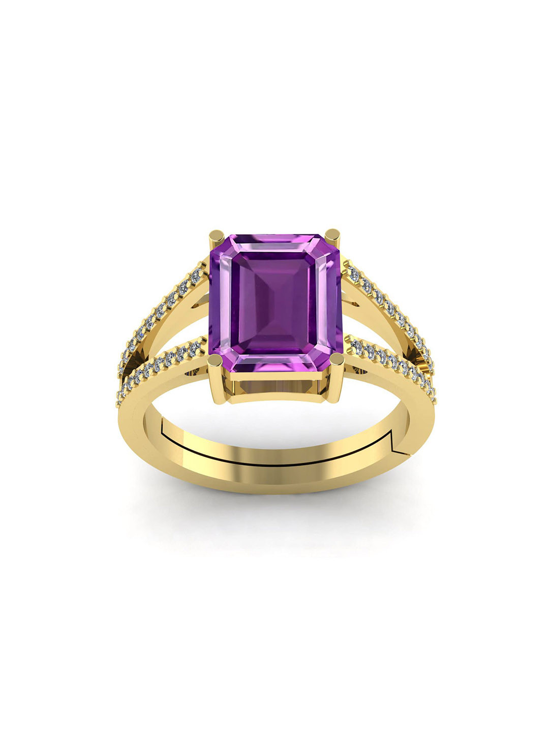 LMDPRAJAPATIS Unisex 10.25 Ratti 9.50 Carat Natural Amethyst Katela Gold Ring For  And Women's