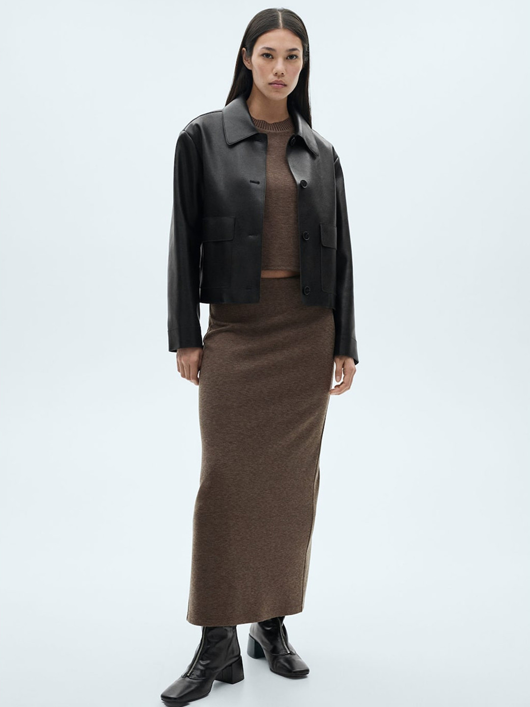 MANGO Slit Knitted Skirt