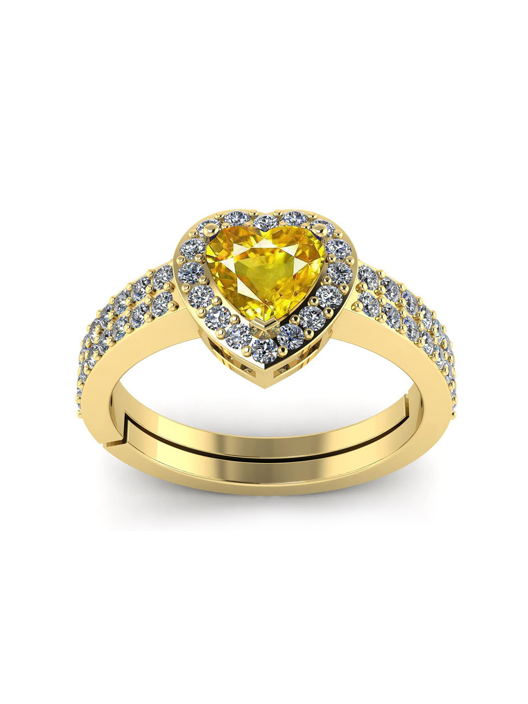 LMDPRAJAPATIS Unisex 9.25 Ratti 8.50 Carat Natural Yellow Sapphire Heart Shape Gold Ring For Men And Women's