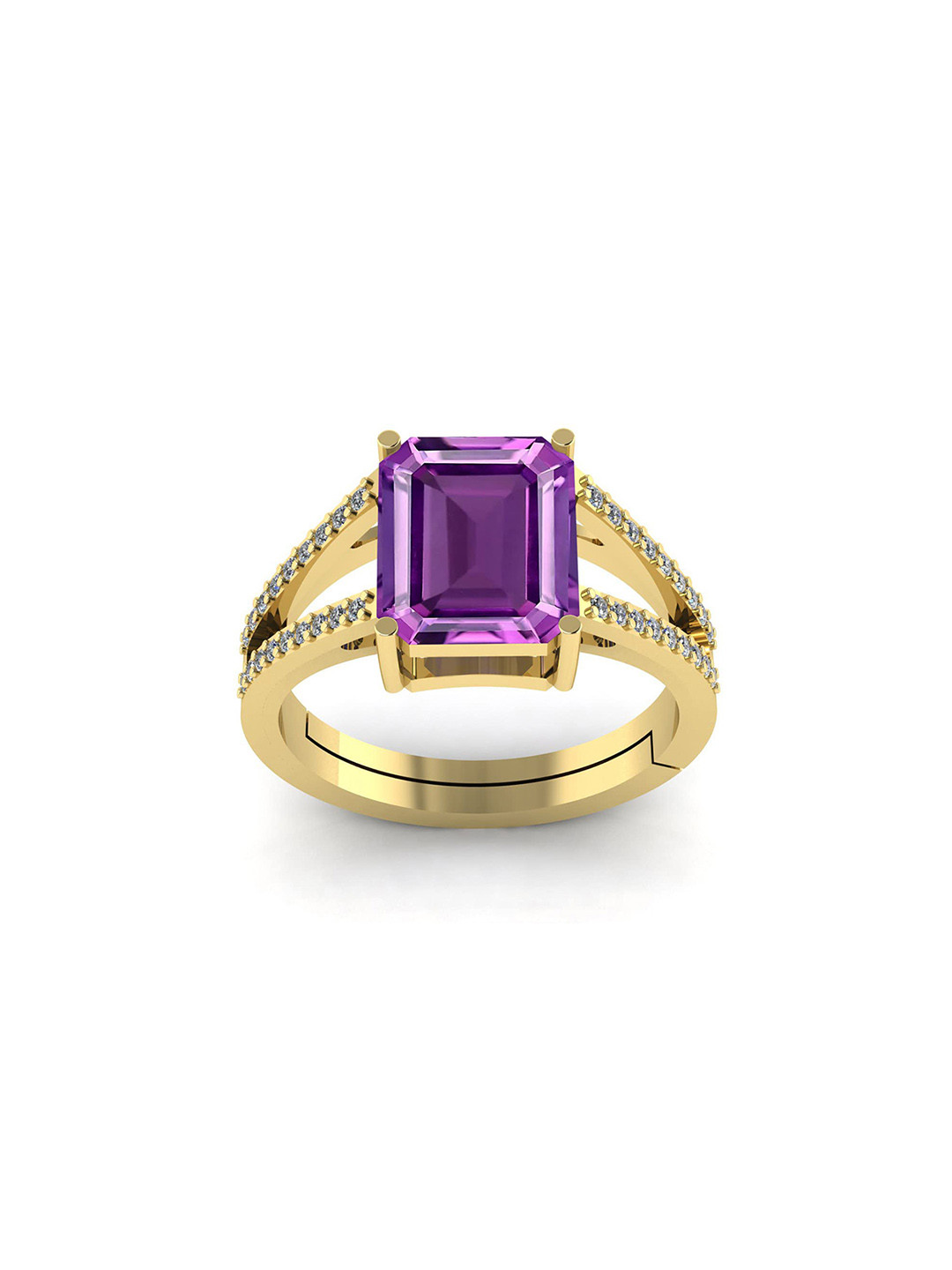 LMDPRAJAPATIS Unisex 6.25 Ratti 5.50 Carat Natural Amethyst Katela Gold Ring For  And Women's