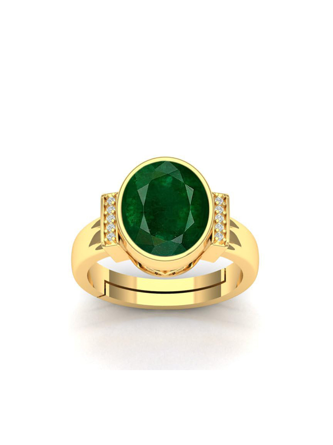 LMDPRAJAPATIS Unisex 4.25 Ratti 3.75 Carat Natural Emerald Zirconia Stone Gold Ring For Women