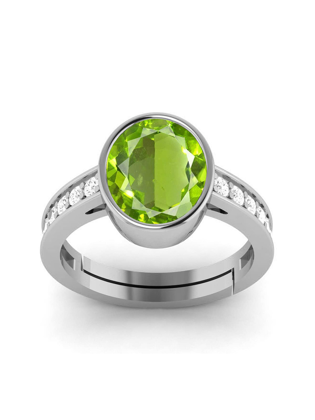 LMDPRAJAPATIS Unisex 4.25 Ratti/ 3.25 Carat Original Peridot Stone Panchdhatu Silver Ring For Men And Women